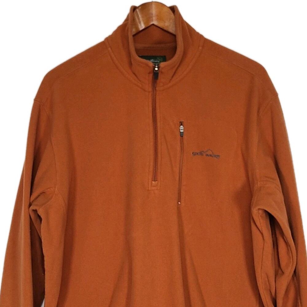 Eddie Bauer‎ Men's 1/4 Zip Fleece Pullover Rust Brown Medium